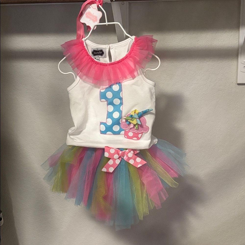 Mud Pie Pink and White Tutu Dress